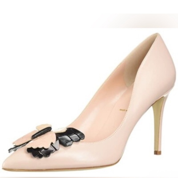 Kate Spade “Laurie” Blush Heels with Leather Butterfly Accent - Picture 1 of 9